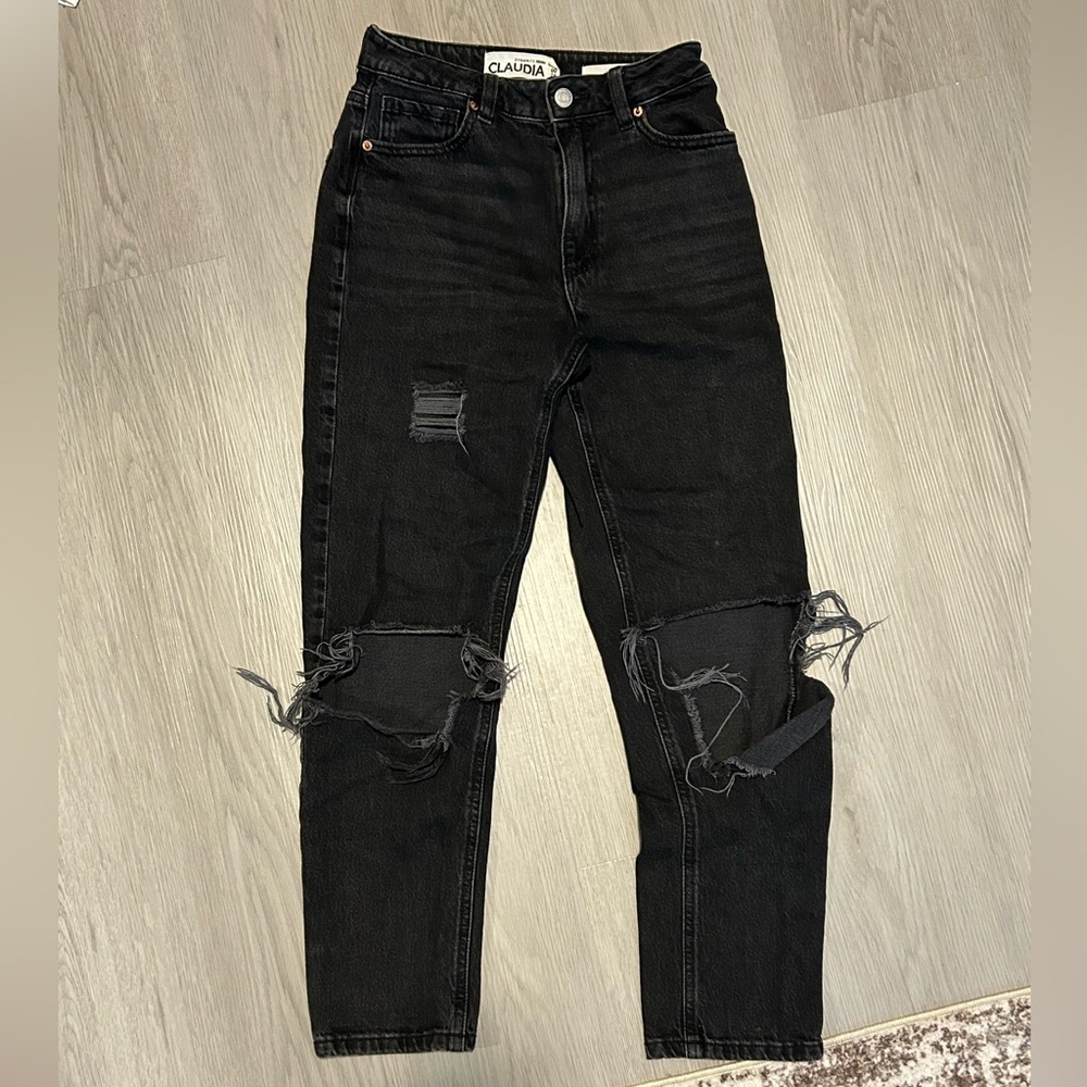 Dynamite Distressed Black Claudia Mom Jean